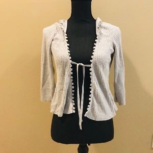 Nordstrom Hoodie Gray 3/4 sleeve Tie Cardigan